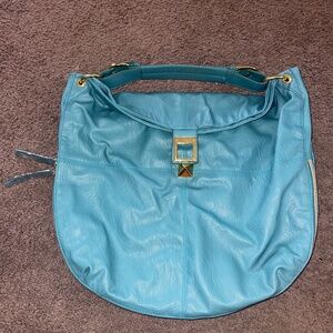 New Large MARK Expandable Turquoise Faux Leather Hobo Shoulder Bag